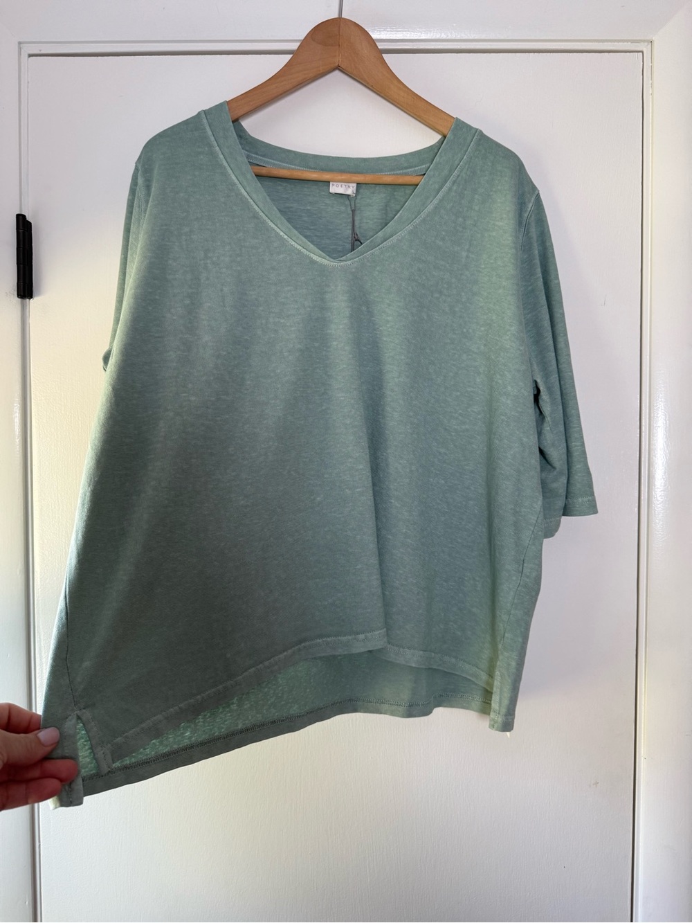 π Poetry Organic Cotton Hemp V-Neck Tee Lightweight Beachy Coastal Lagenlook - Picture 4 of 9